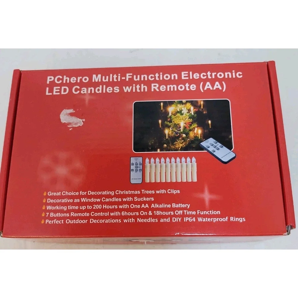 LED Flameless Taper Candles Light for Christmas‎ Tree Window 10pcs Pack Remote